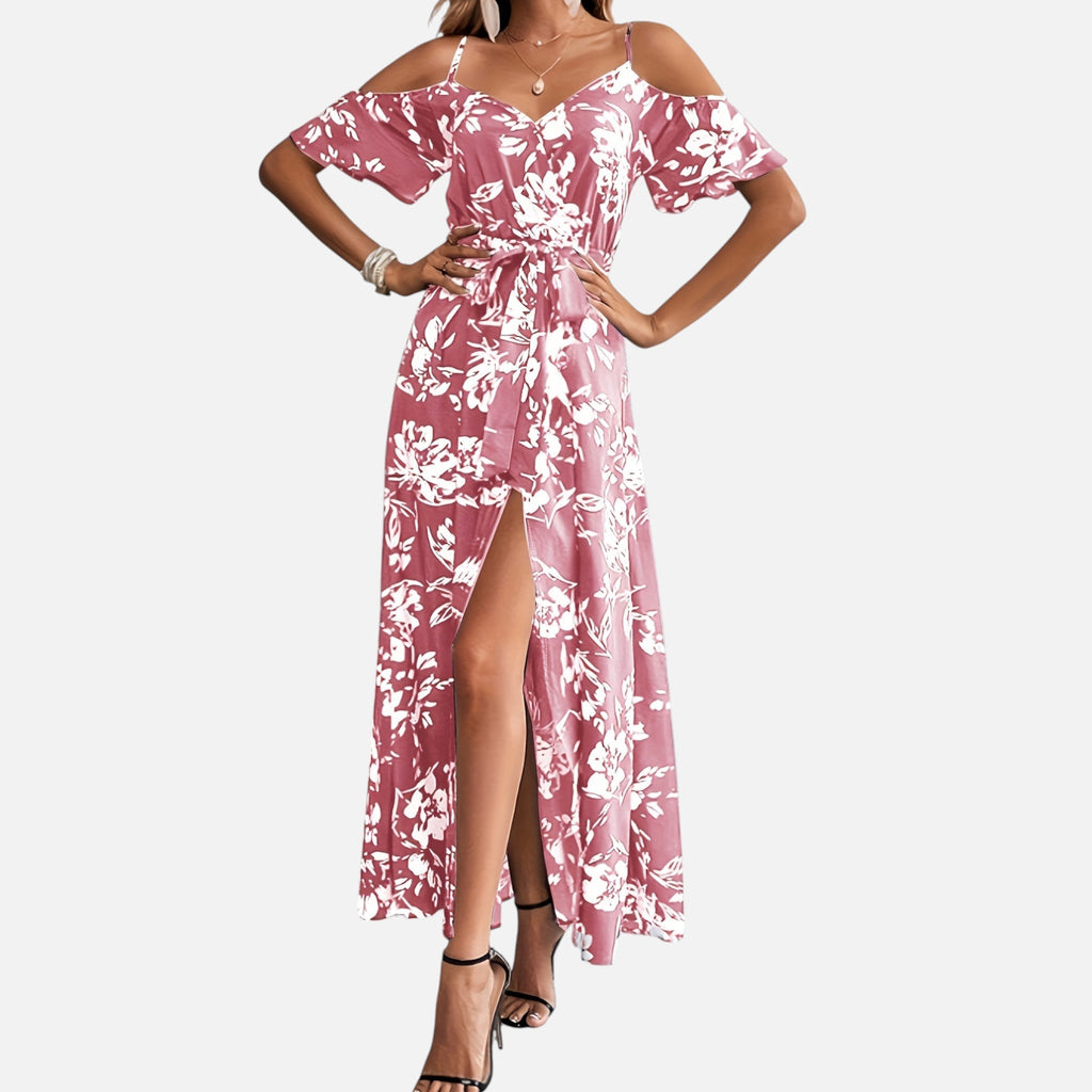 Montavero | Robe Femme Épaules Dénudées – Imprimé Floral Élégant