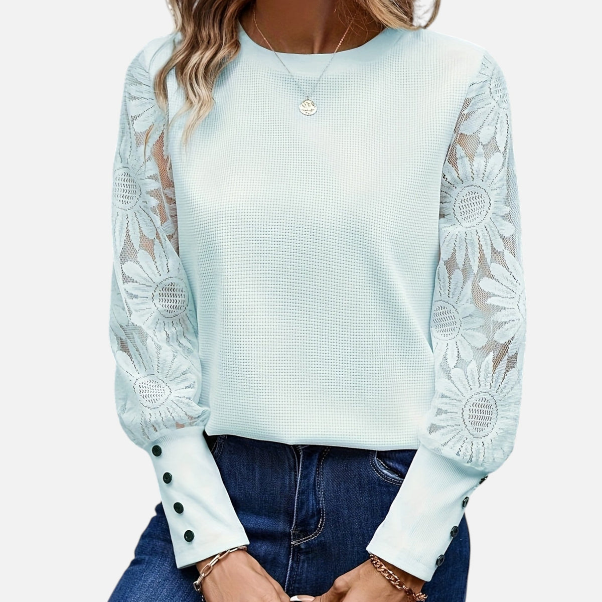 Montavero | Blouse Femme Printemps – Style Kaki Dentelle Raffinée