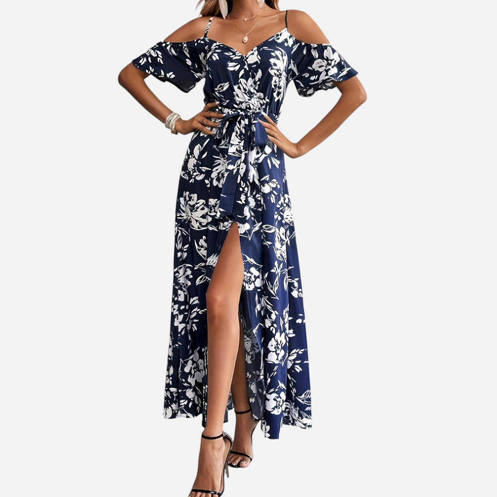 Montavero | Robe Femme Épaules Dénudées – Imprimé Floral Élégant