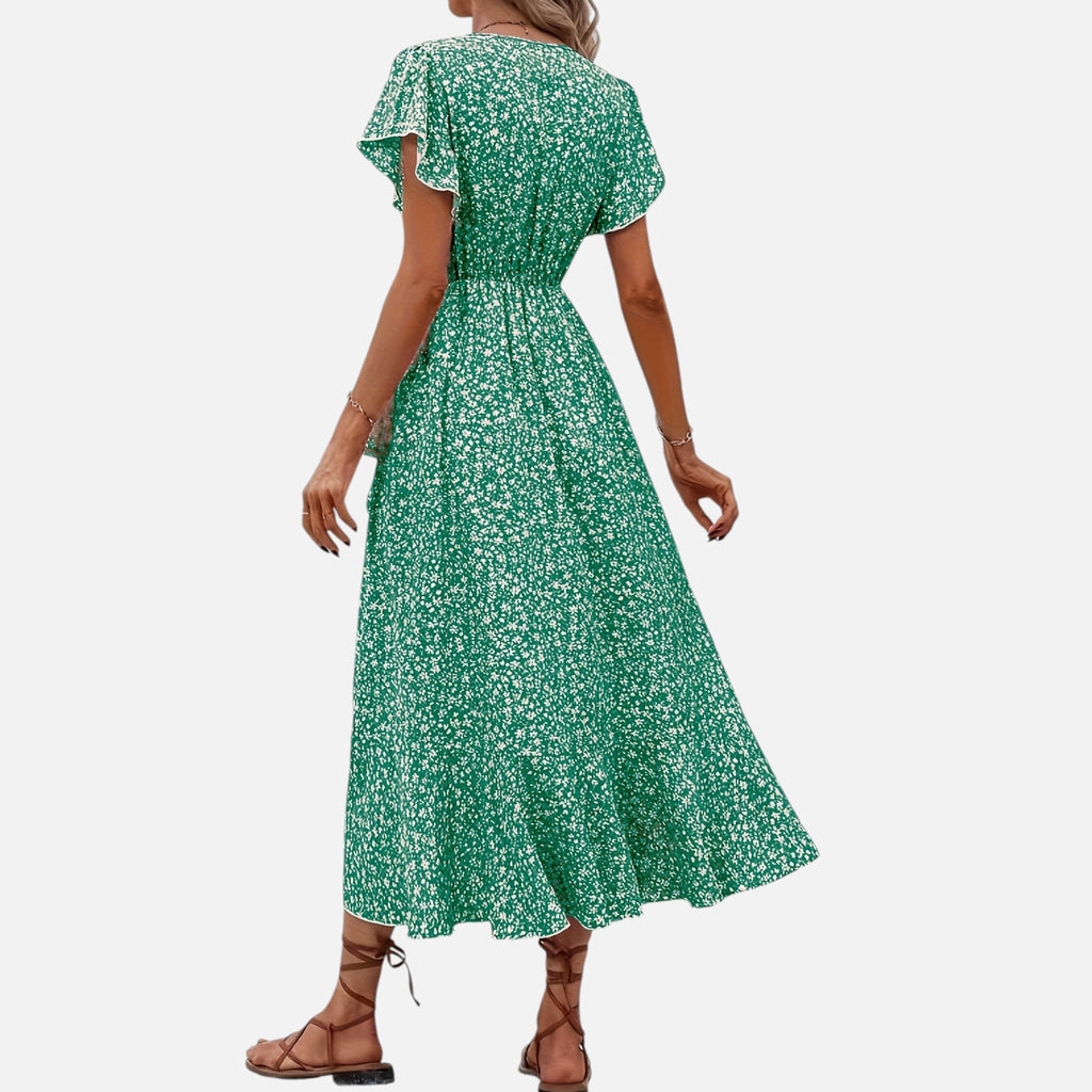 Montavero | Robe Femme Manches Courtes – Silhouette Col V Raffinée