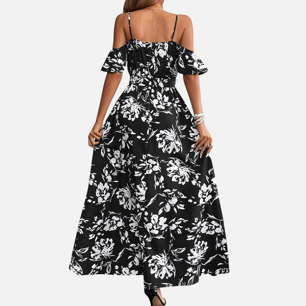 Montavero | Robe Femme Épaules Dénudées – Imprimé Floral Élégant