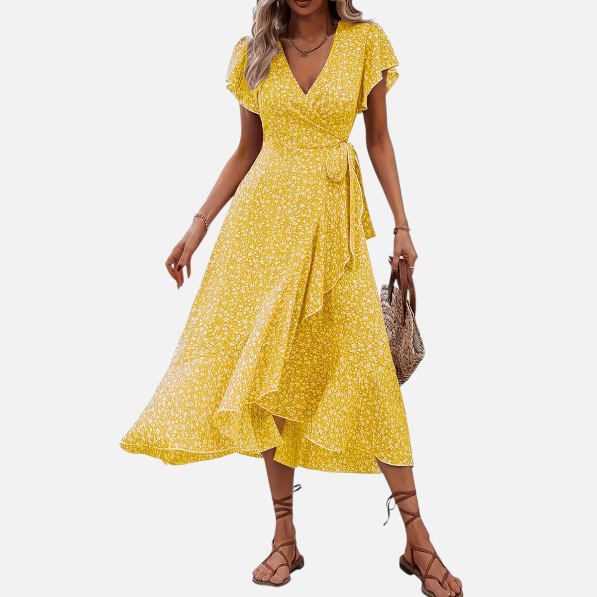 Montavero | Robe Femme Manches Courtes – Silhouette Col V Raffinée