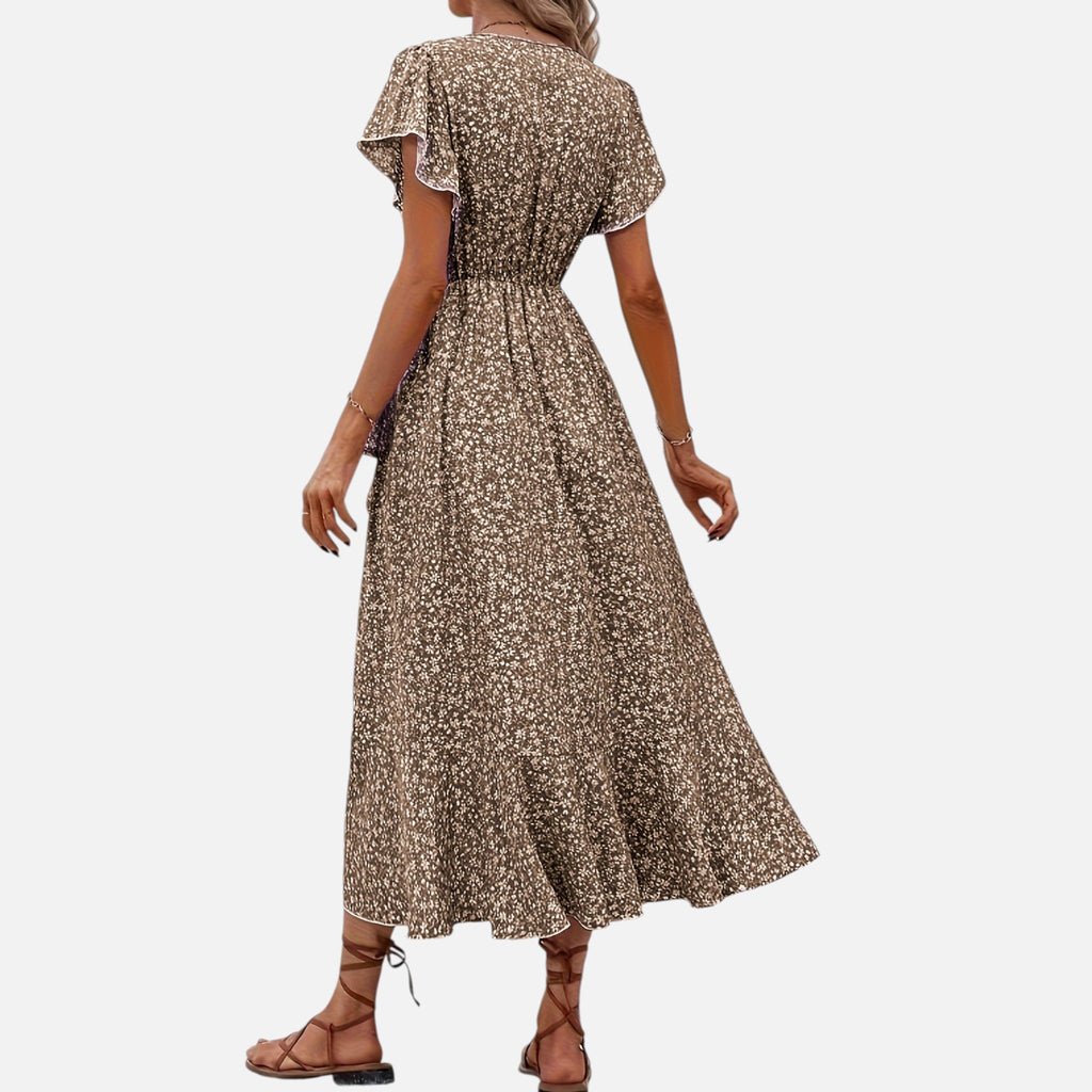 Montavero | Robe Femme Manches Courtes – Silhouette Col V Raffinée