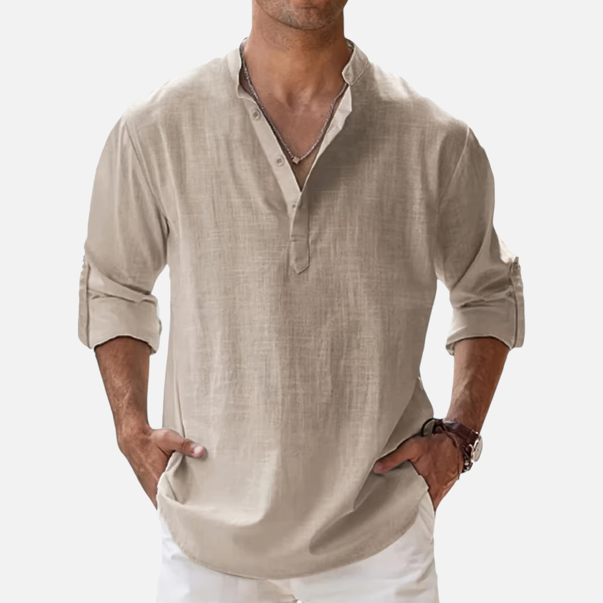 Montavero | Chemise Homme Manches Longues – Style Lin Coton Mélangé