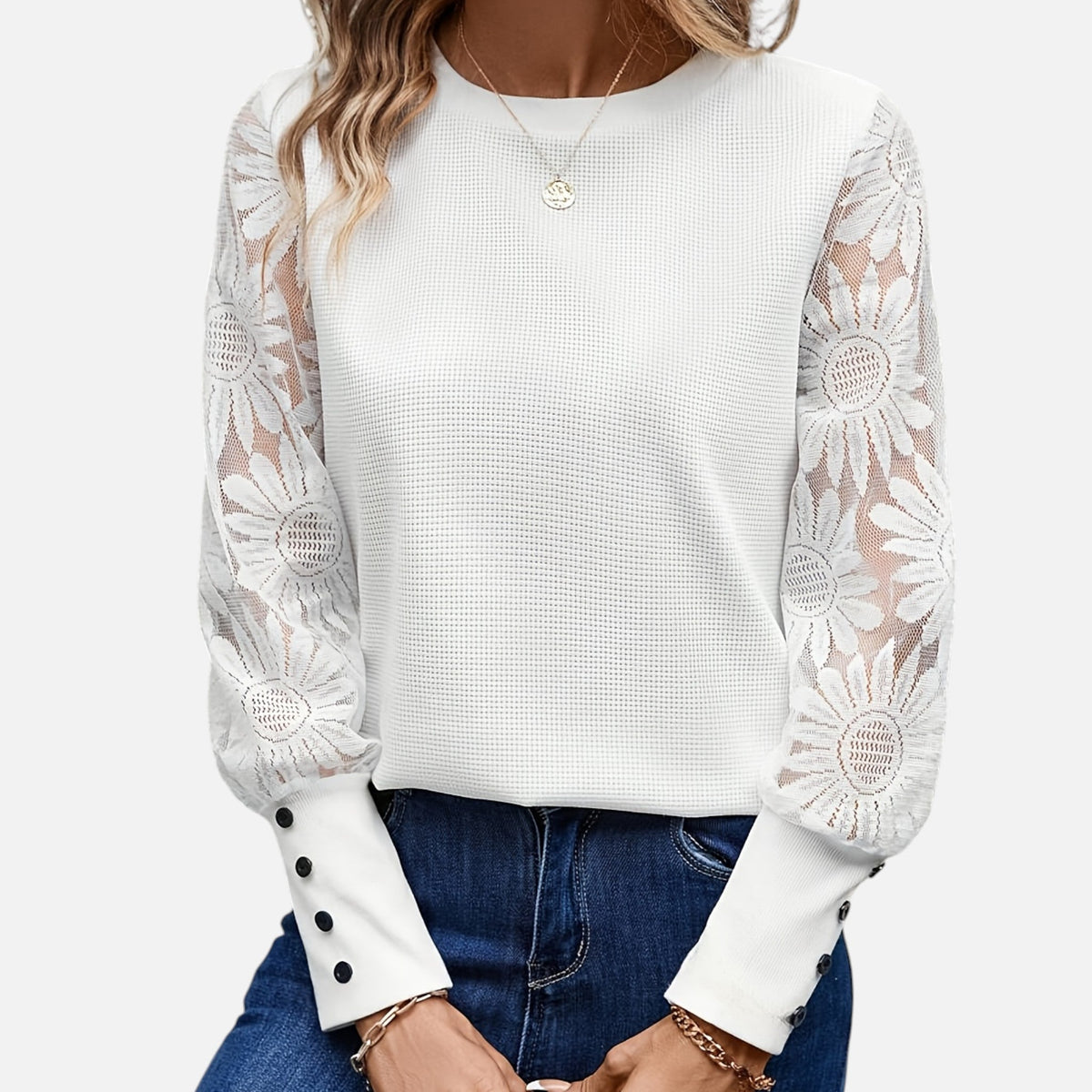 Montavero | Blouse Femme Printemps – Style Kaki Dentelle Raffinée