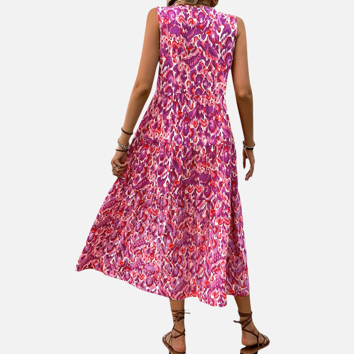 Montavero | Robe Femme Bohème Sans Manches – Imprimé à Pampilles