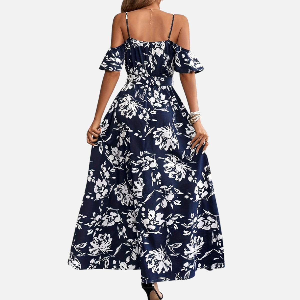 Montavero | Robe Femme Épaules Dénudées – Imprimé Floral Élégant