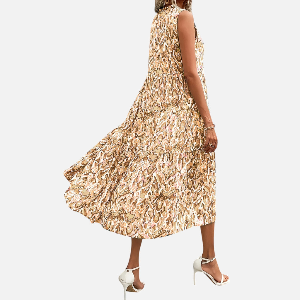 Montavero | Robe Femme Bohème Sans Manches – Imprimé à Pampilles