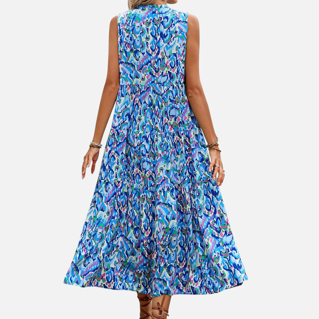 Montavero | Robe Femme Bohème Sans Manches – Imprimé à Pampilles