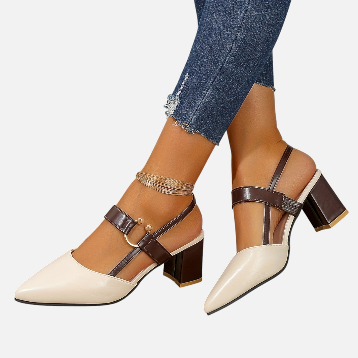 Montavero | Sandales Femme Bout Pointu – Talon Épais Élégant
