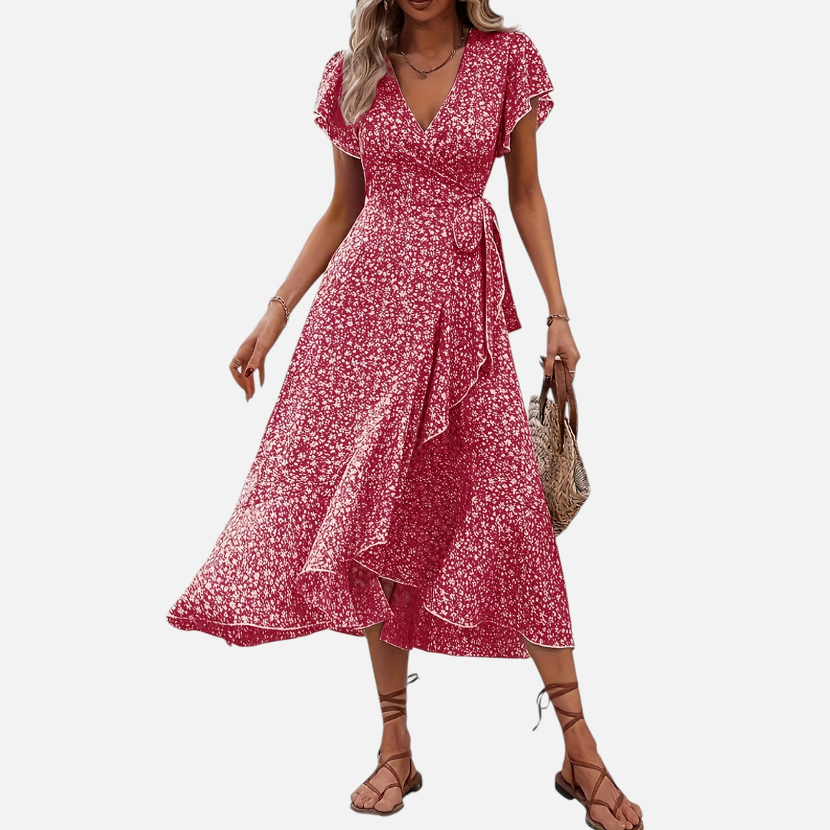 Montavero | Robe Femme Manches Courtes – Silhouette Col V Raffinée