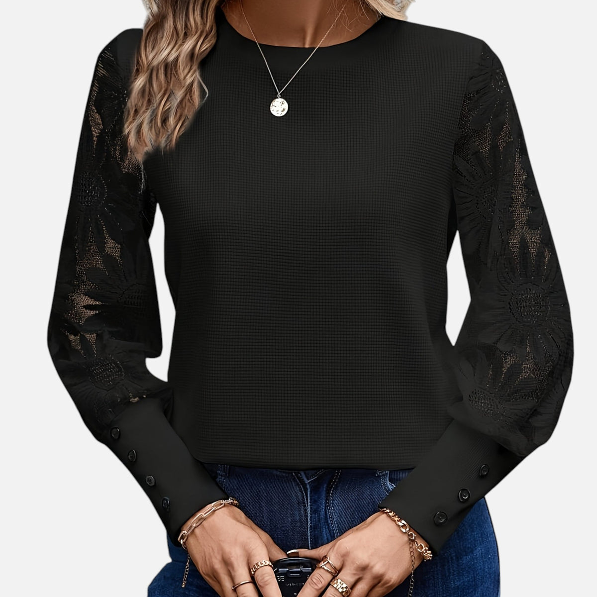 Montavero | Blouse Femme Printemps – Style Kaki Dentelle Raffinée