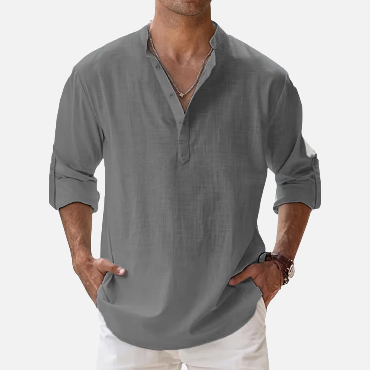 Montavero | Chemise Homme Manches Longues – Style Lin Coton Mélangé