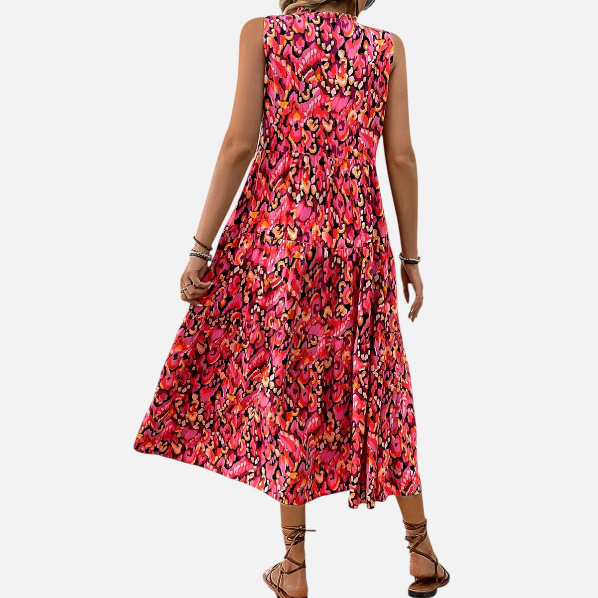 Montavero | Robe Femme Bohème Sans Manches – Imprimé à Pampilles
