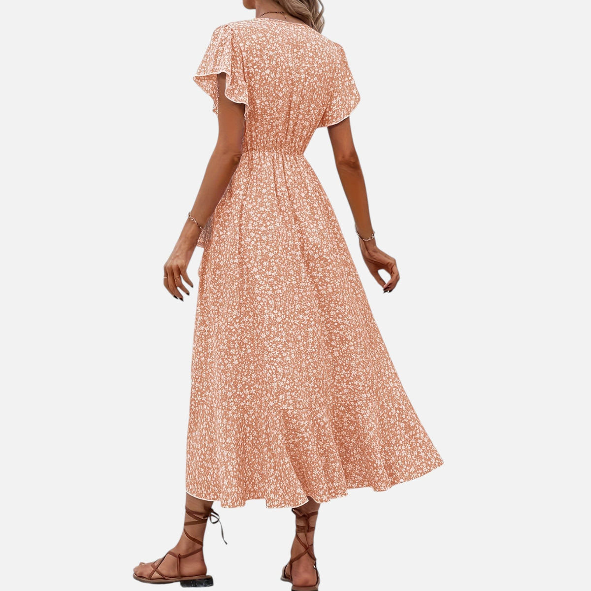 Montavero | Robe Femme Manches Courtes – Silhouette Col V Raffinée