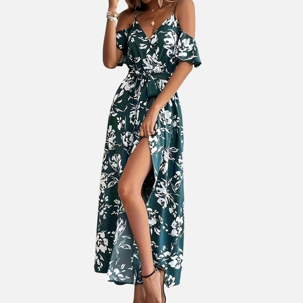 Montavero | Robe Femme Épaules Dénudées – Imprimé Floral Élégant