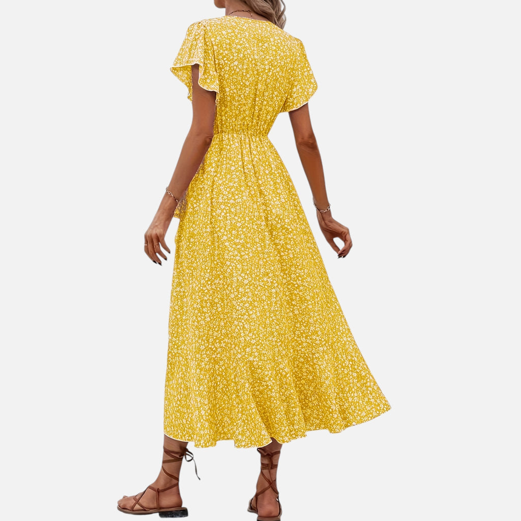 Montavero | Robe Femme Manches Courtes – Silhouette Col V Raffinée