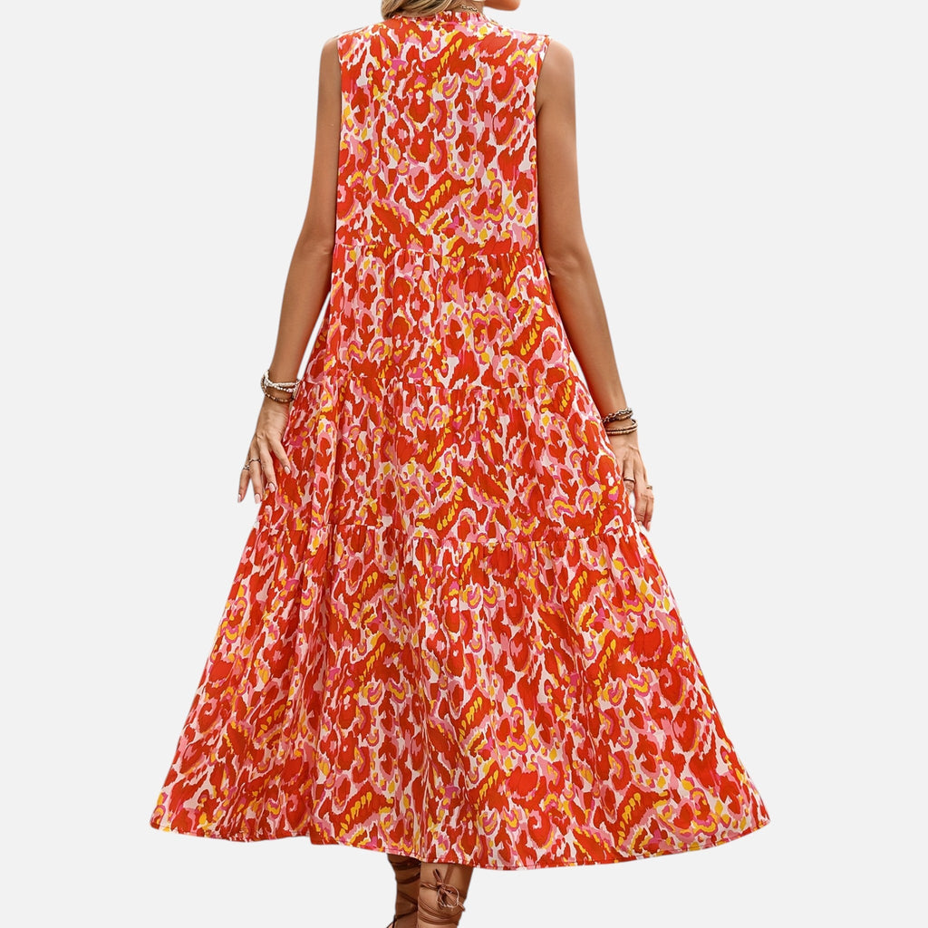 Montavero | Robe Femme Bohème Sans Manches – Imprimé à Pampilles