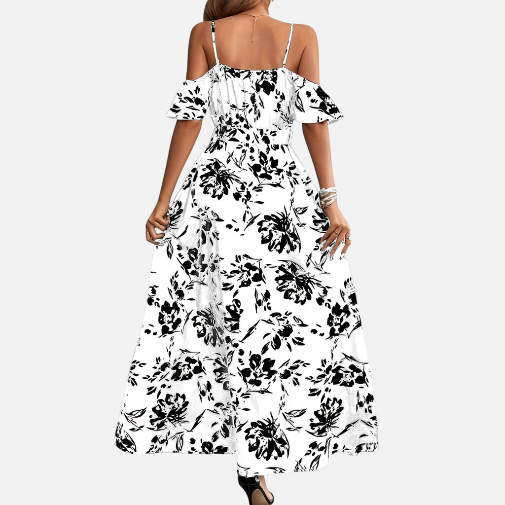 Montavero | Robe Femme Épaules Dénudées – Imprimé Floral Élégant