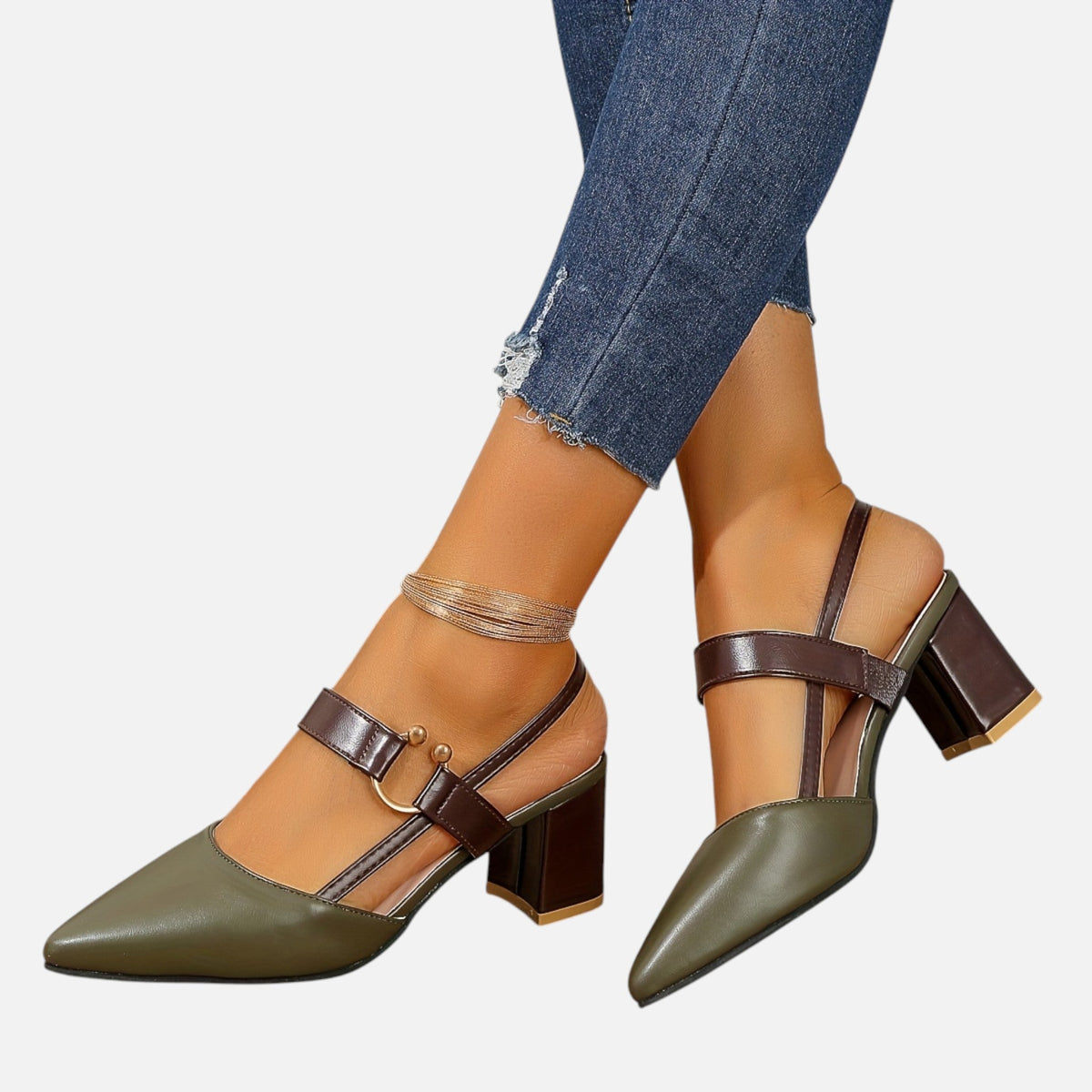 Montavero | Sandales Femme Bout Pointu – Talon Épais Élégant