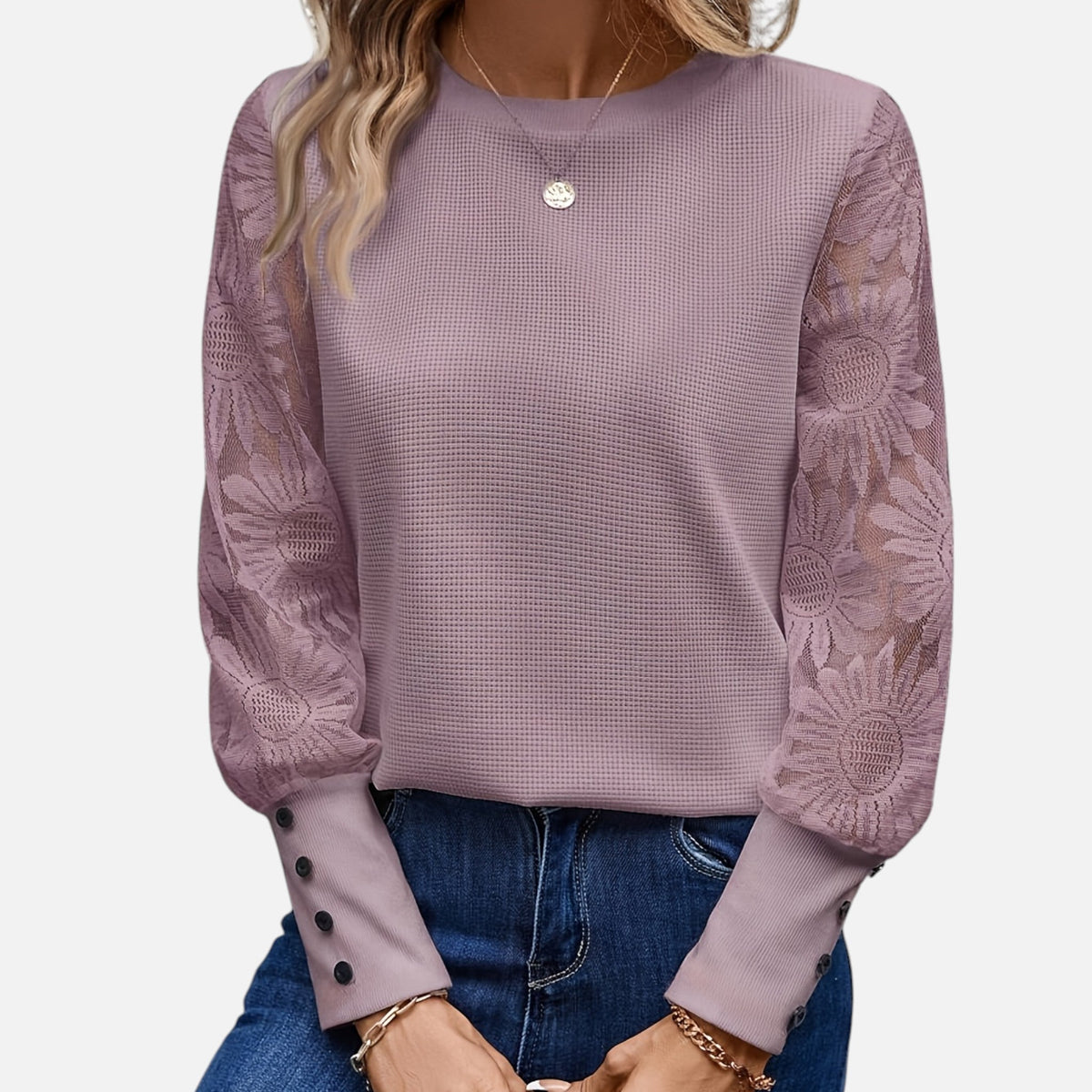 Montavero | Blouse Femme Printemps – Style Kaki Dentelle Raffinée