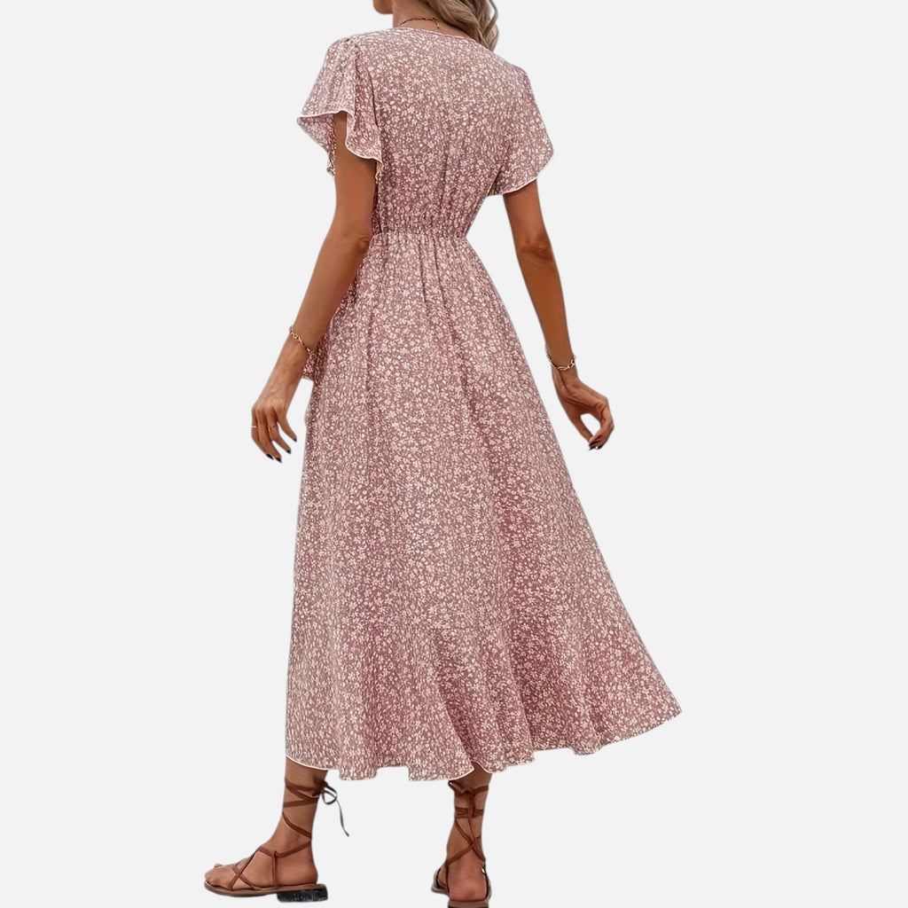 Montavero | Robe Femme Manches Courtes – Silhouette Col V Raffinée