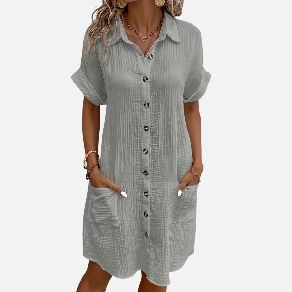 Montavero | Robe Chemise Femme – Style Coton Mélangé Héritage Minimaliste
