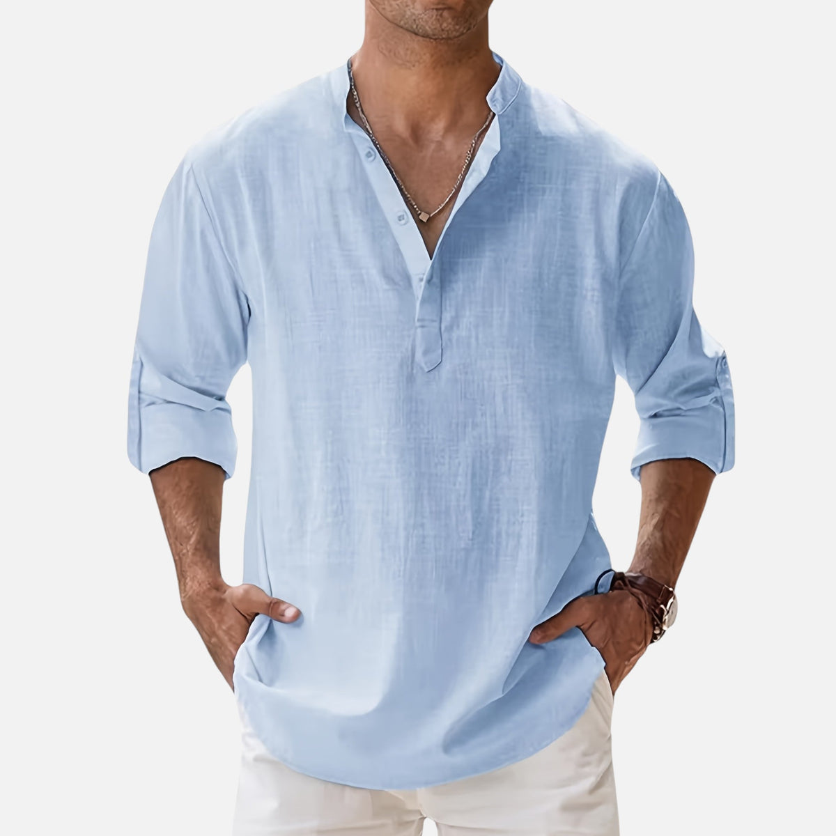Montavero | Chemise Homme Manches Longues – Style Lin Coton Mélangé