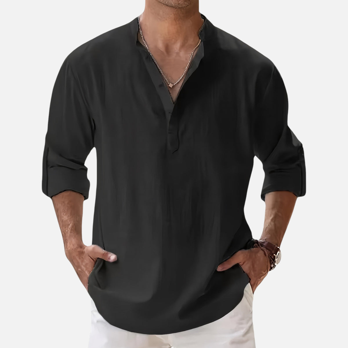Montavero | Chemise Homme Manches Longues – Style Lin Coton Mélangé