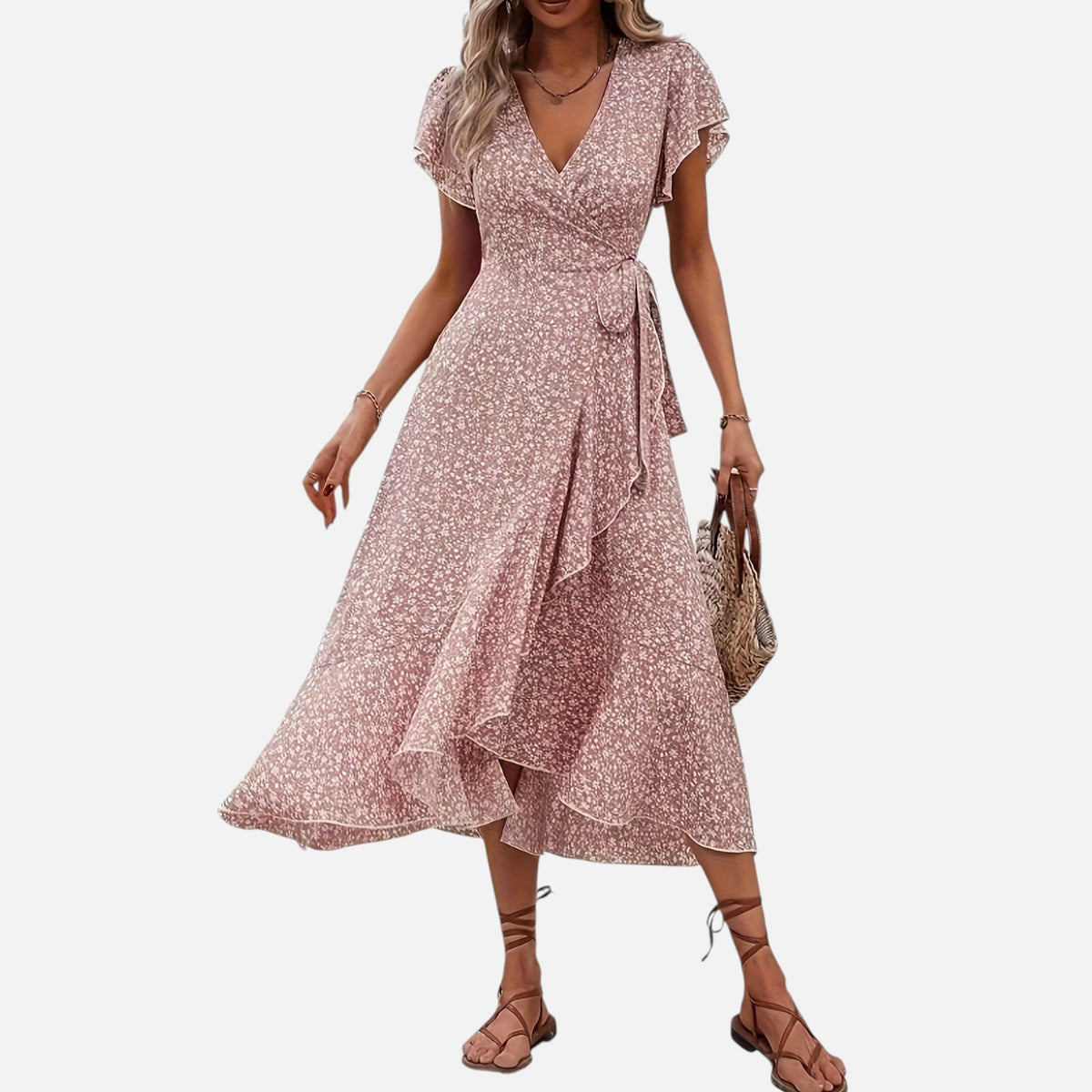 Montavero | Robe Femme Manches Courtes – Silhouette Col V Raffinée