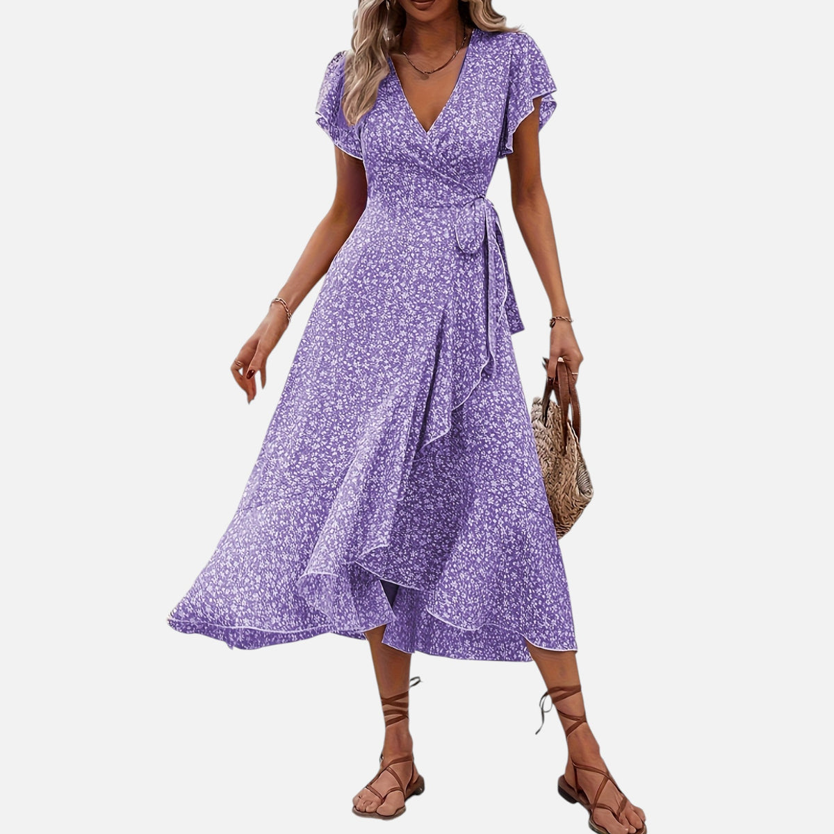 Montavero | Robe Femme Manches Courtes – Silhouette Col V Raffinée