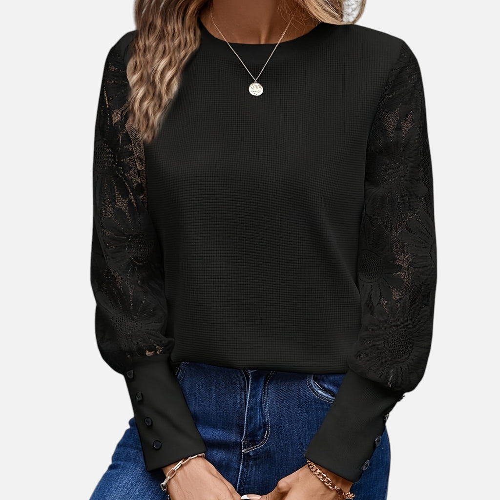 Montavero | Blouse Femme Printemps – Style Kaki Dentelle Raffinée