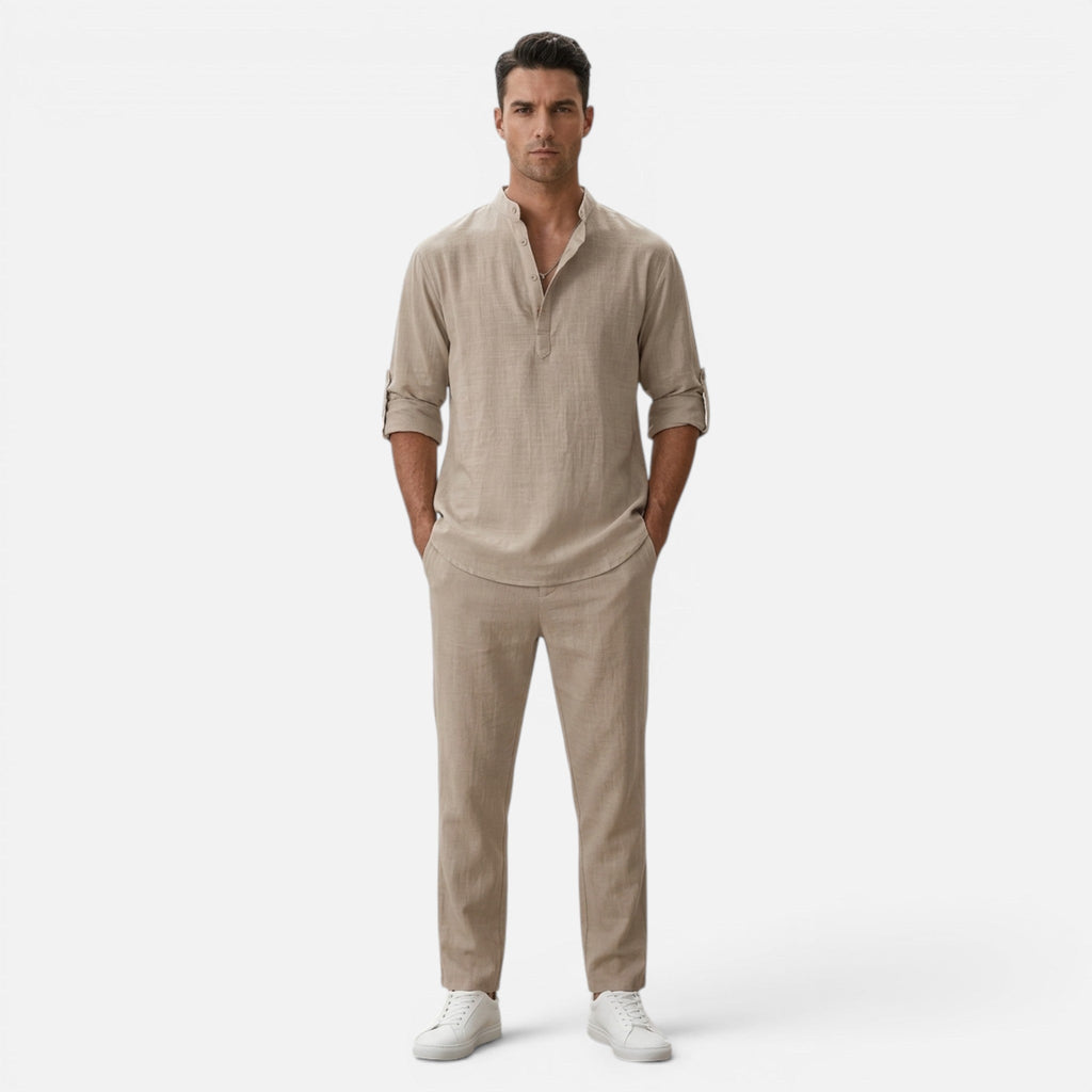 Montavero | Chemise Homme Manches Longues – Style Lin Coton Mélangé