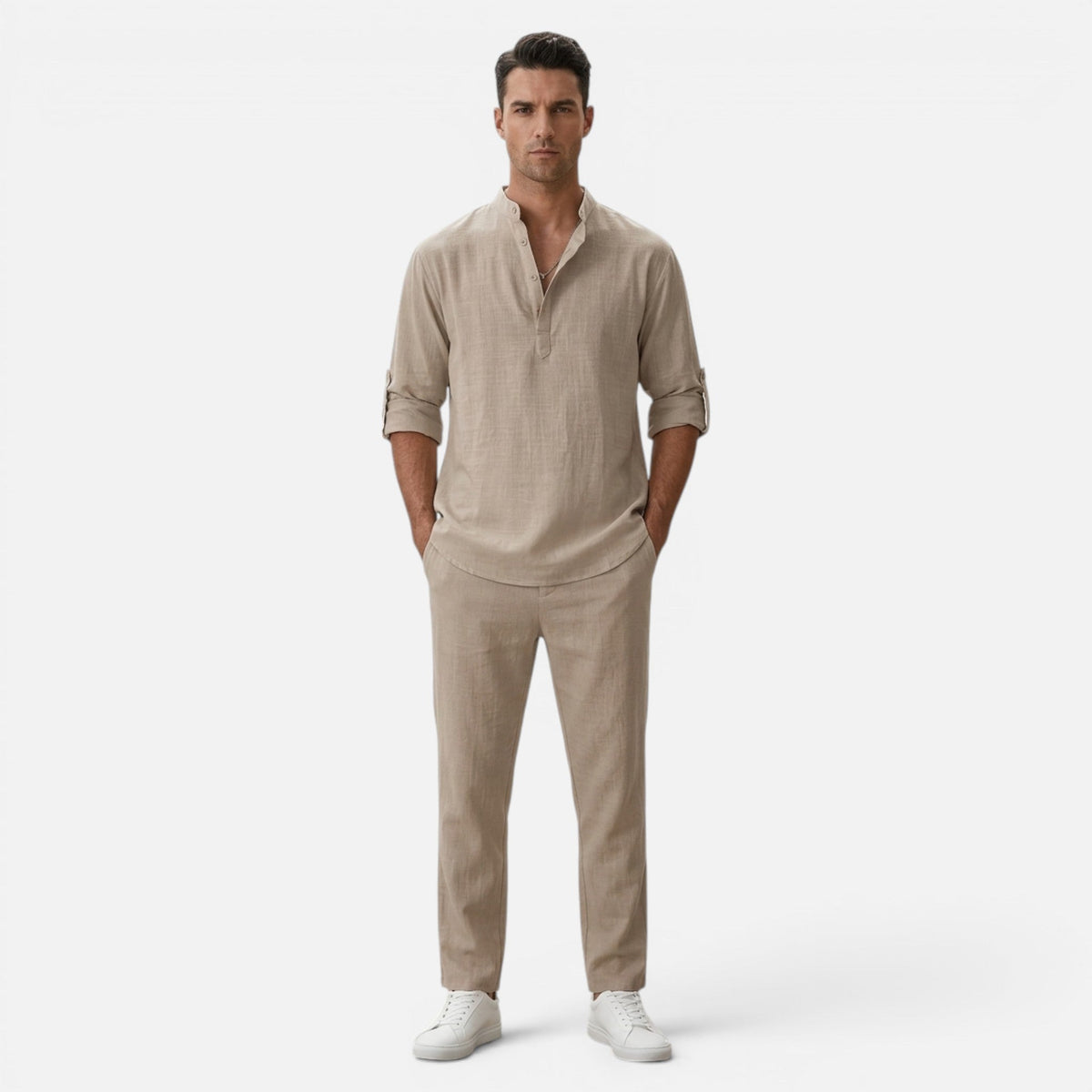 Montavero | Chemise Homme Manches Longues – Style Lin Coton Mélangé