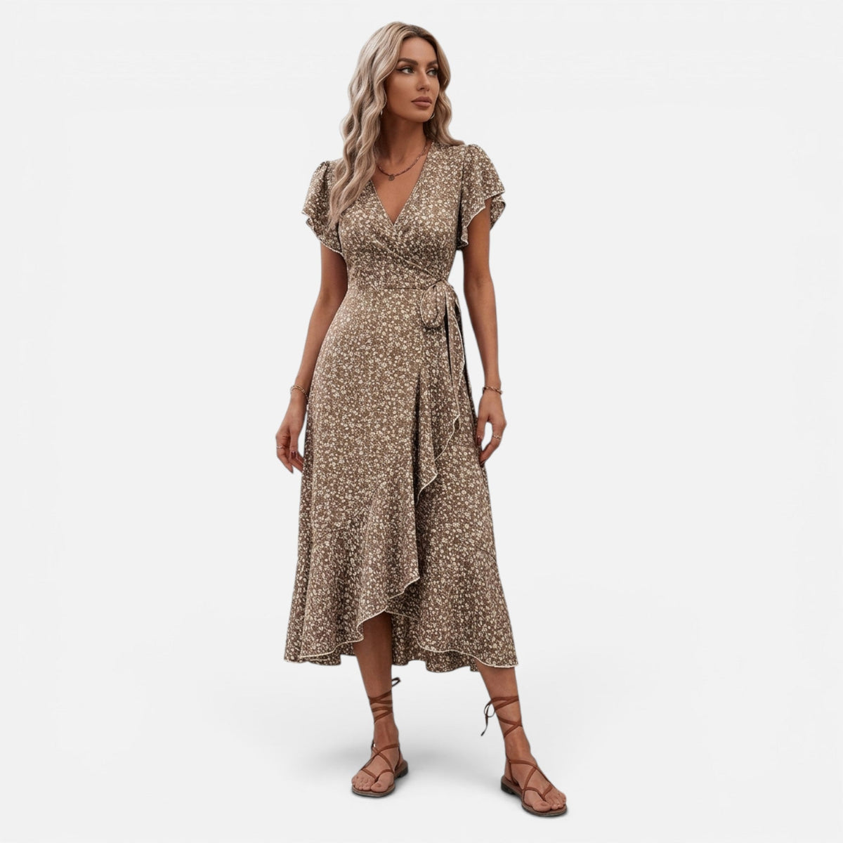Montavero | Robe Femme Manches Courtes – Silhouette Col V Raffinée