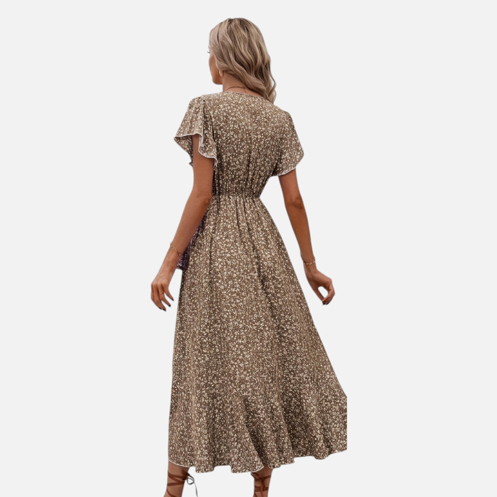 Montavero | Robe Femme Manches Courtes – Silhouette Col V Raffinée