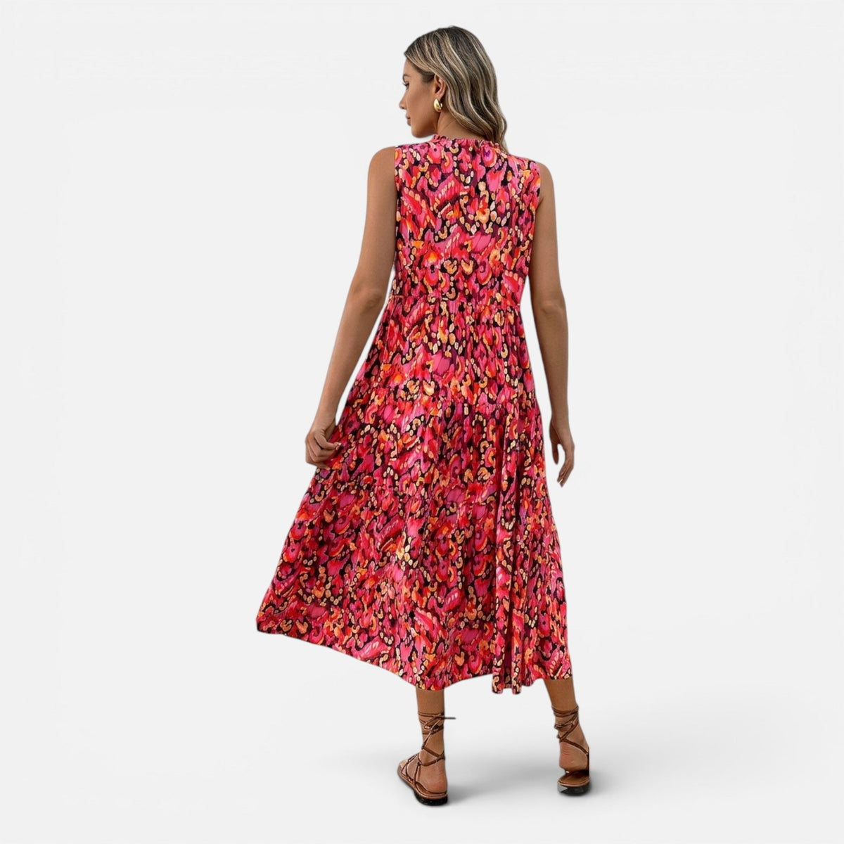Montavero | Robe Femme Bohème Sans Manches – Imprimé à Pampilles
