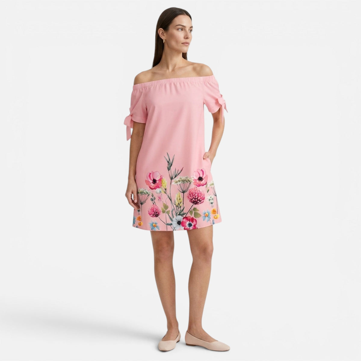 Montavero | Robe Femme Imprimé Floral – Finition Nœud Raffinée