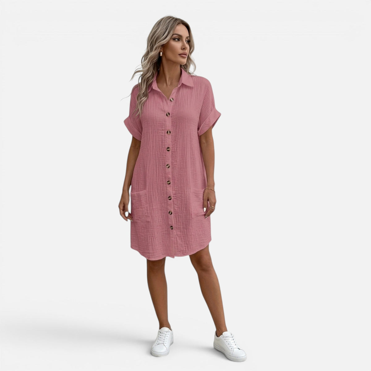 Montavero | Robe Chemise Femme – Style Coton Mélangé Héritage Minimaliste