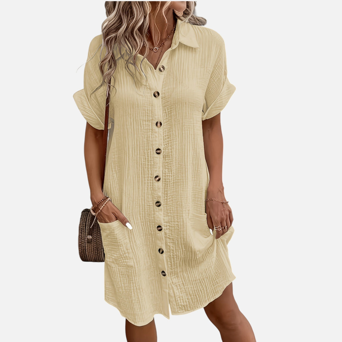 Montavero | Robe Chemise Femme – Style Coton Mélangé Héritage Minimaliste
