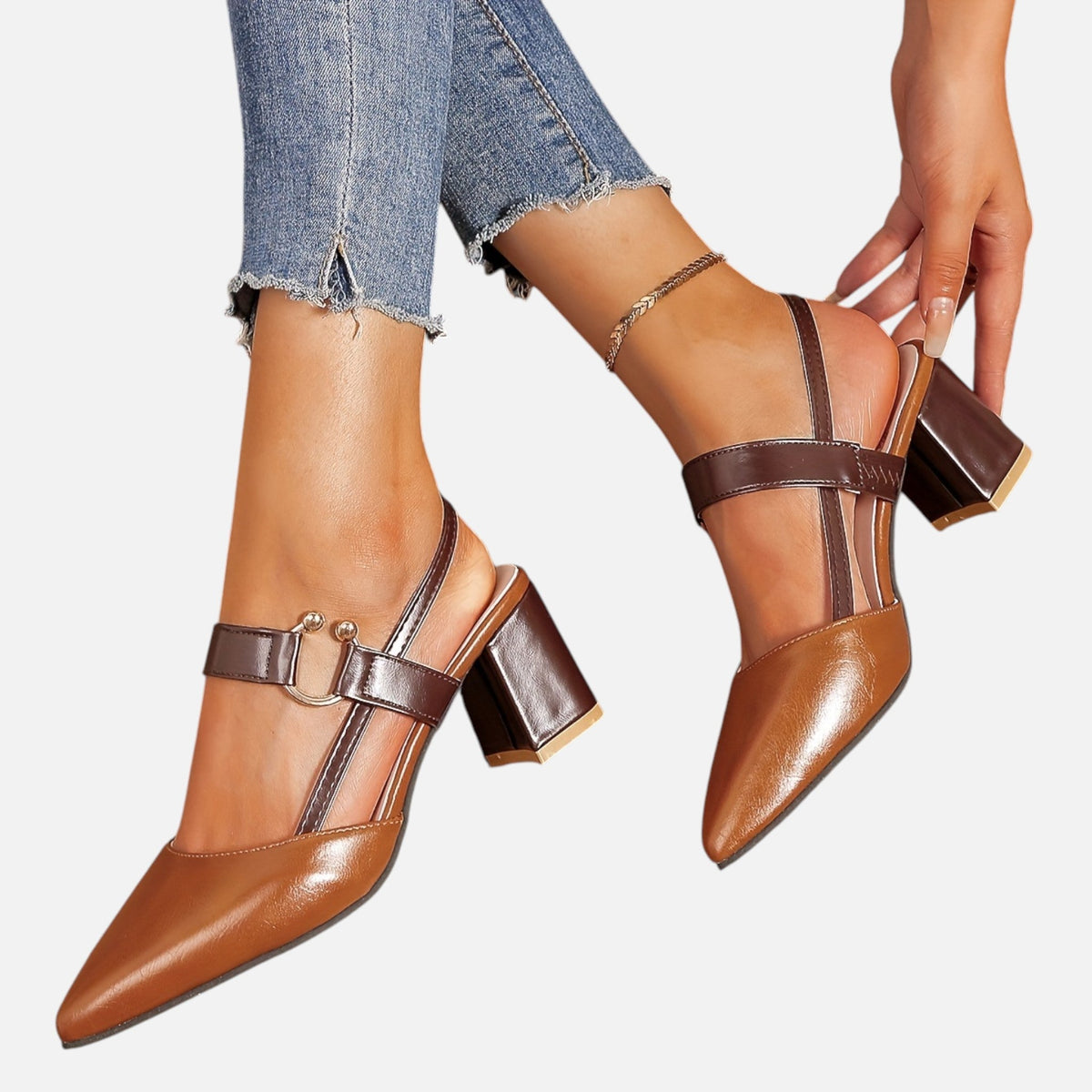 Montavero | Sandales Femme Bout Pointu – Talon Épais Élégant