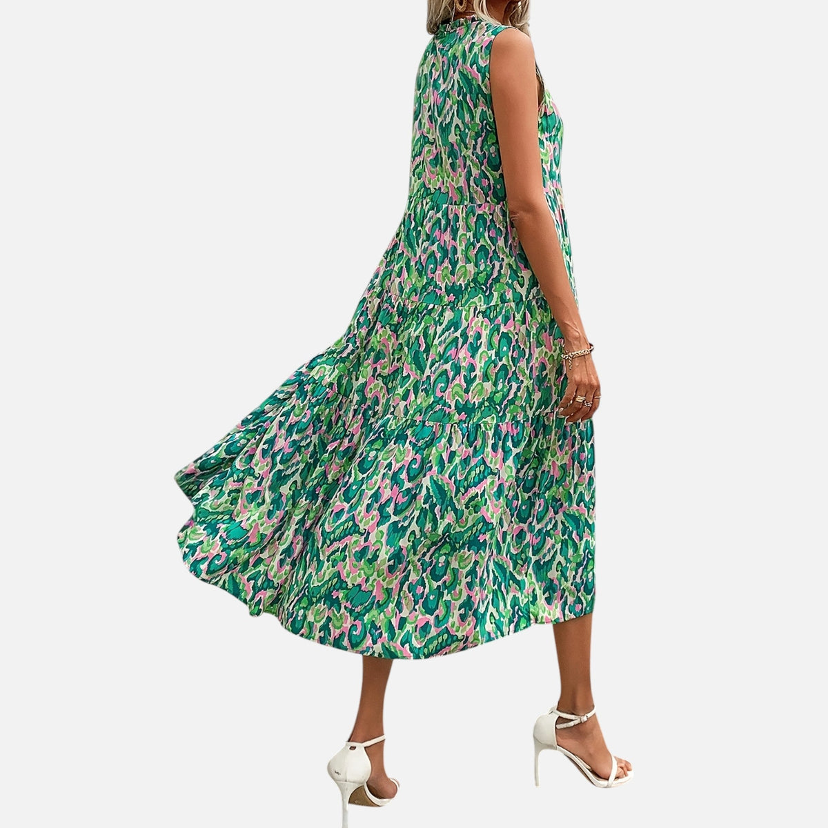 Montavero | Robe Femme Bohème Sans Manches – Imprimé à Pampilles