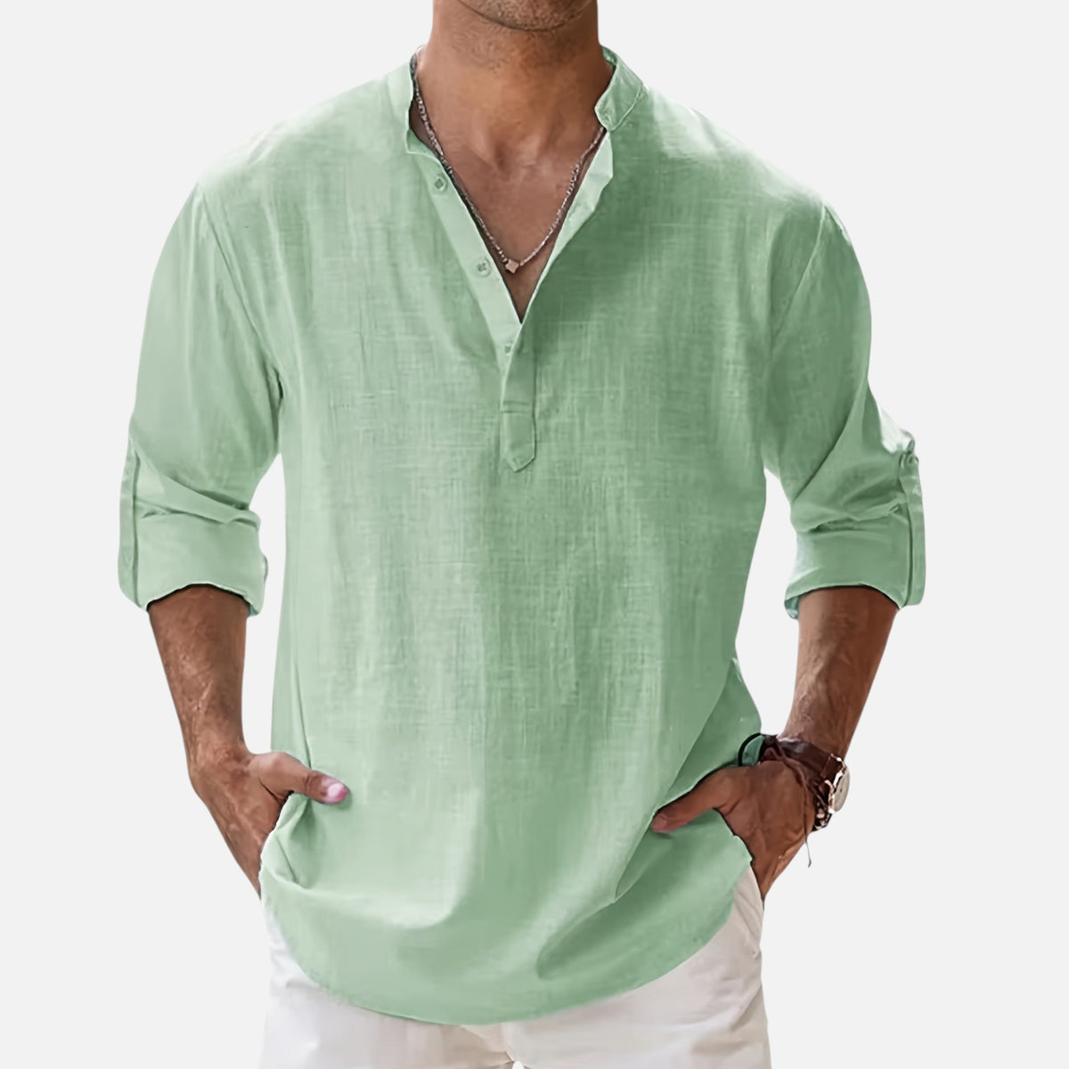 Montavero | Chemise Homme Manches Longues – Style Lin Coton Mélangé