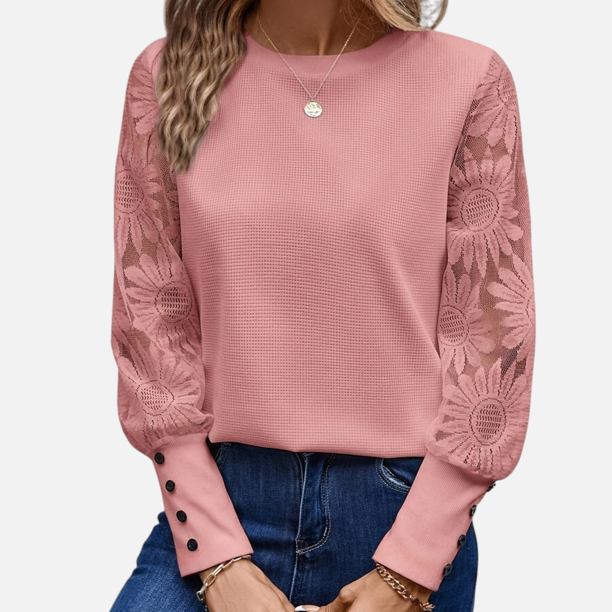 Montavero | Blouse Femme Printemps – Style Kaki Dentelle Raffinée