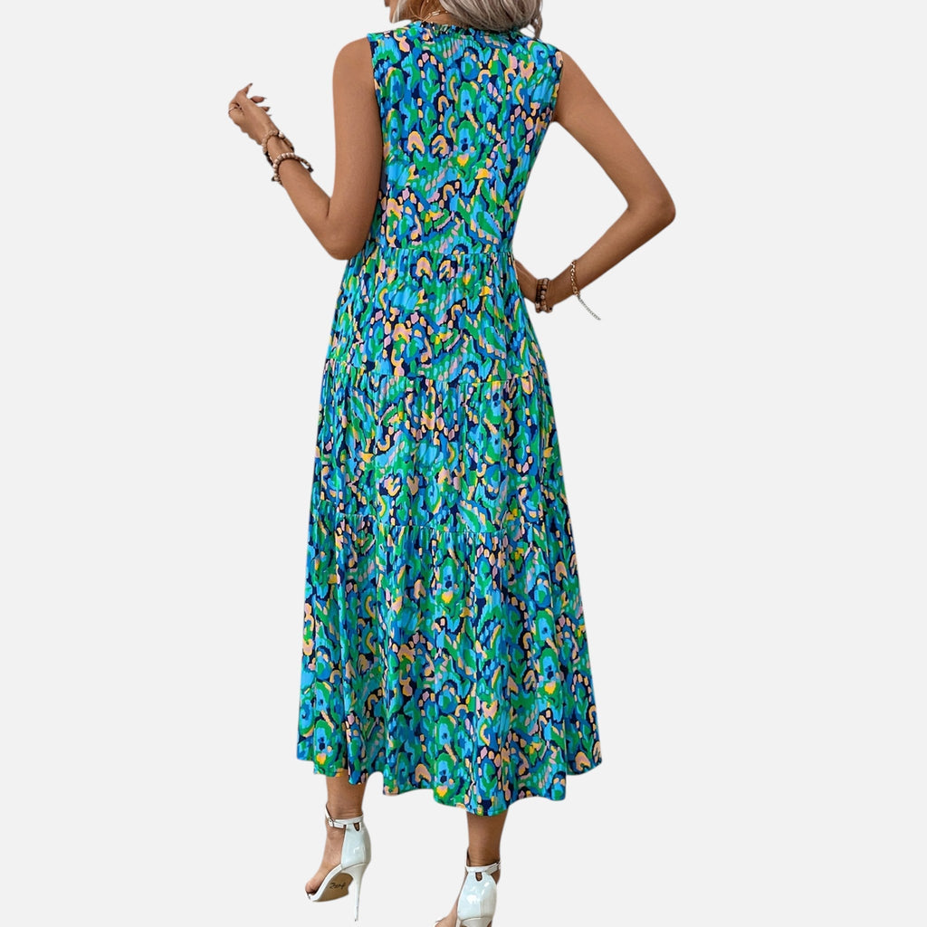 Montavero | Robe Femme Bohème Sans Manches – Imprimé à Pampilles