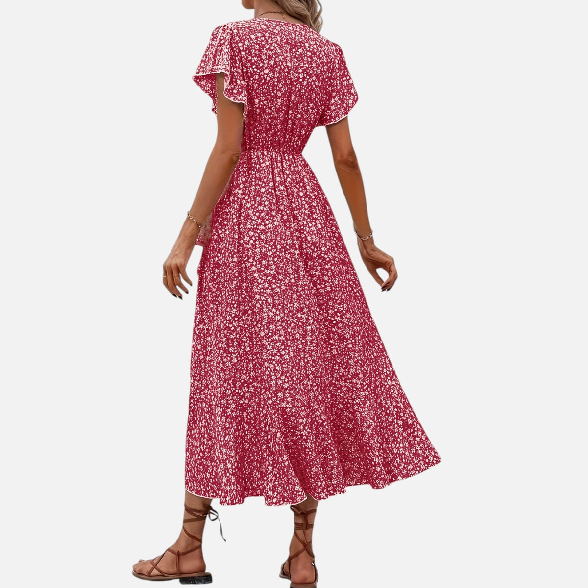 Montavero | Robe Femme Manches Courtes – Silhouette Col V Raffinée