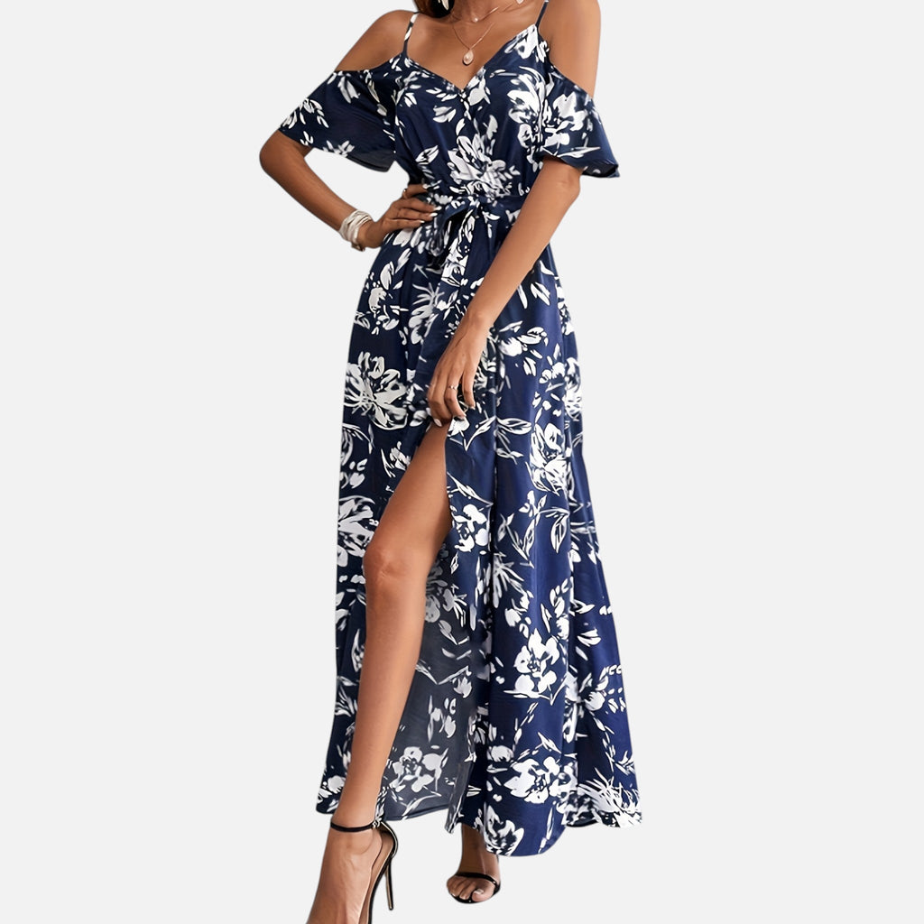 Montavero | Robe Femme Épaules Dénudées – Imprimé Floral Élégant