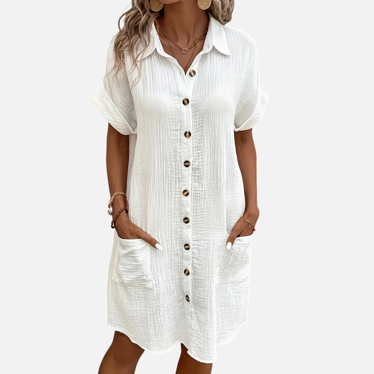 Montavero | Robe Chemise Femme – Style Coton Mélangé Héritage Minimaliste
