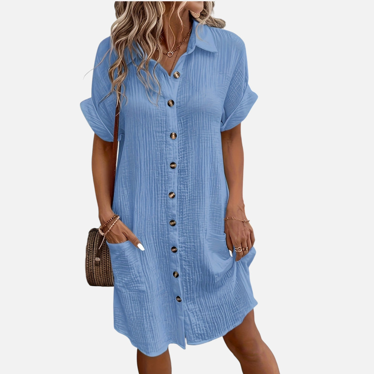 Montavero | Robe Chemise Femme – Style Coton Mélangé Héritage Minimaliste