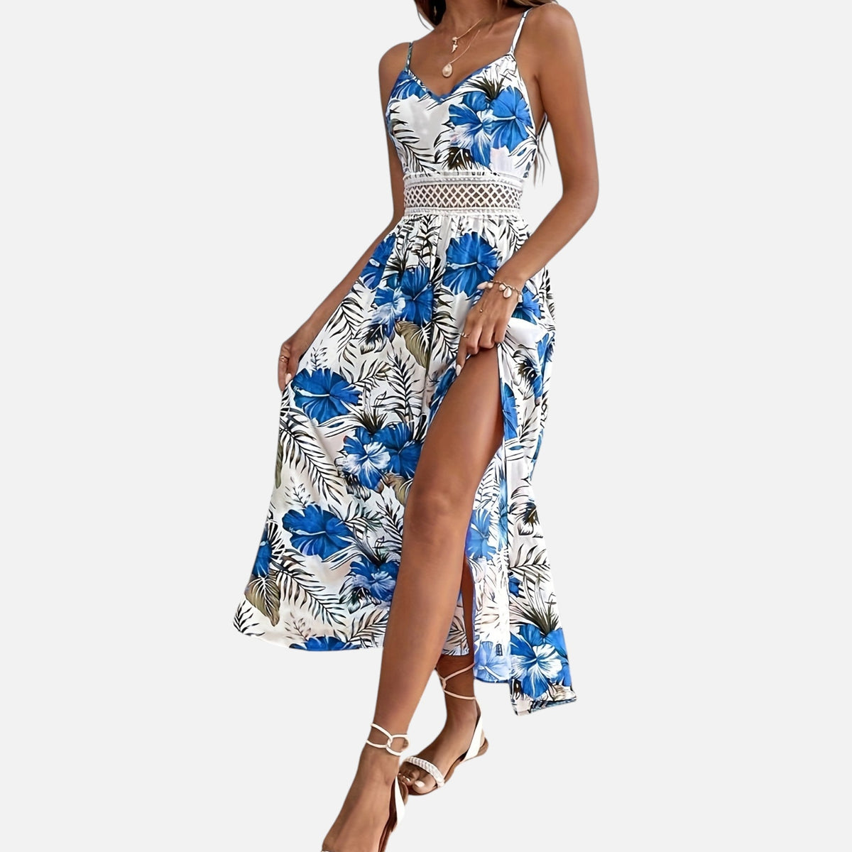 Montavero | Robe Femme Bretelles Fines – Imprimé Floral Élégant